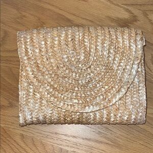 Tan Woven Clutch